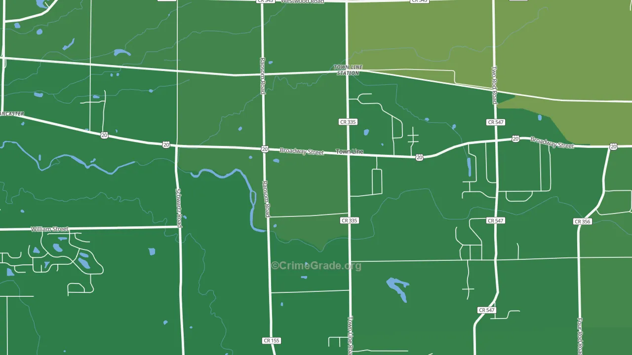 Town Line, NY Map of Vandalism Rates