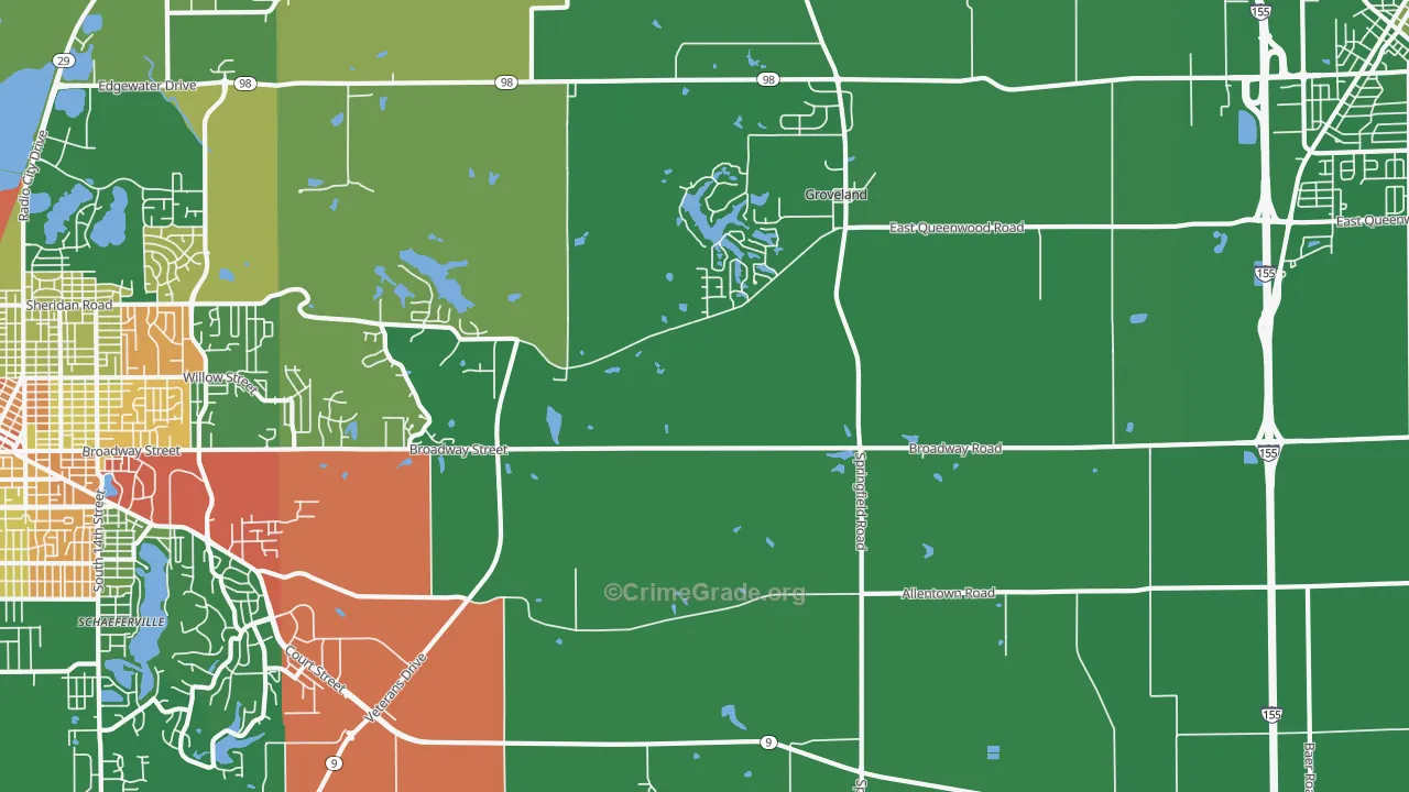 Towne Oaks, IL Map of Vandalism Rates