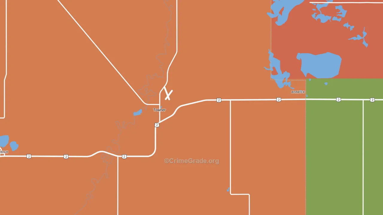 Towner, ND Map of Vandalism Rates