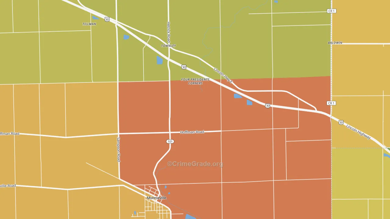 Townley, IN Map of Vandalism Rates