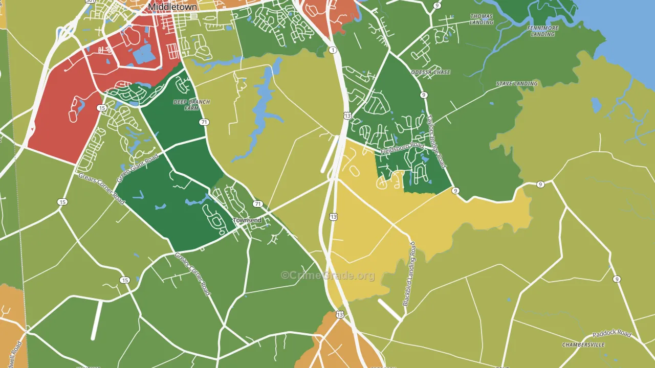 Townsend, DE Map of Vandalism Rates