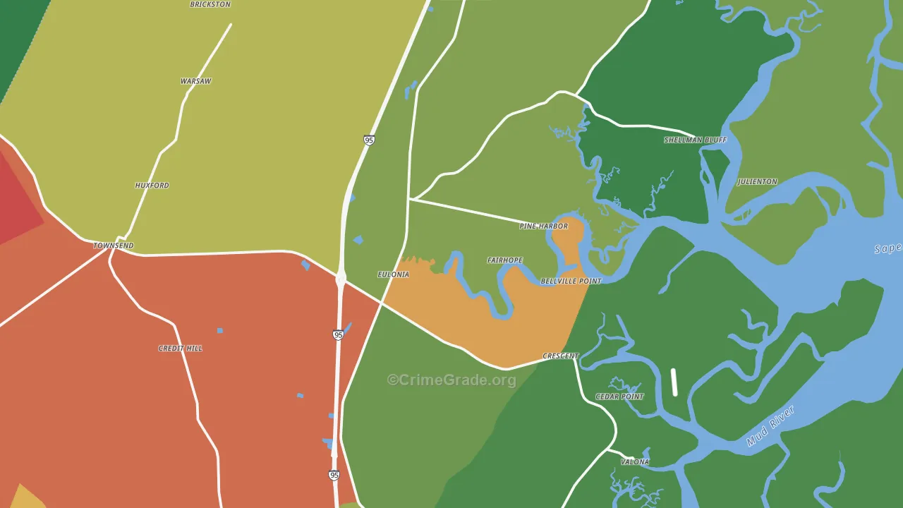 Townsend, GA Map of Vandalism Rates