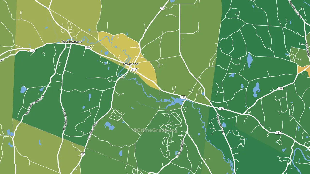 Townsend, MA Map of Vandalism Rates