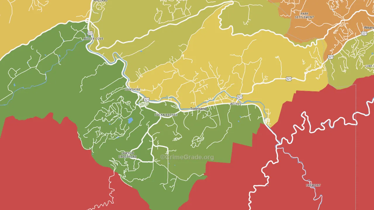 Townsend, TN Map of Vandalism Rates