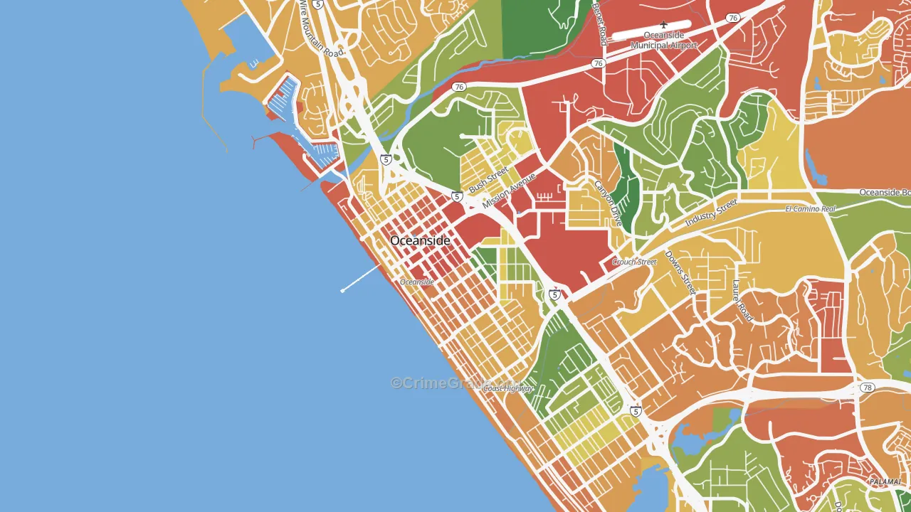 Townsite, Oceanside, CA Map of Vandalism Rates