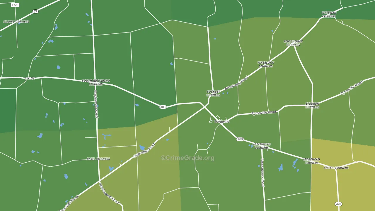 Townville, PA Map of Vandalism Rates