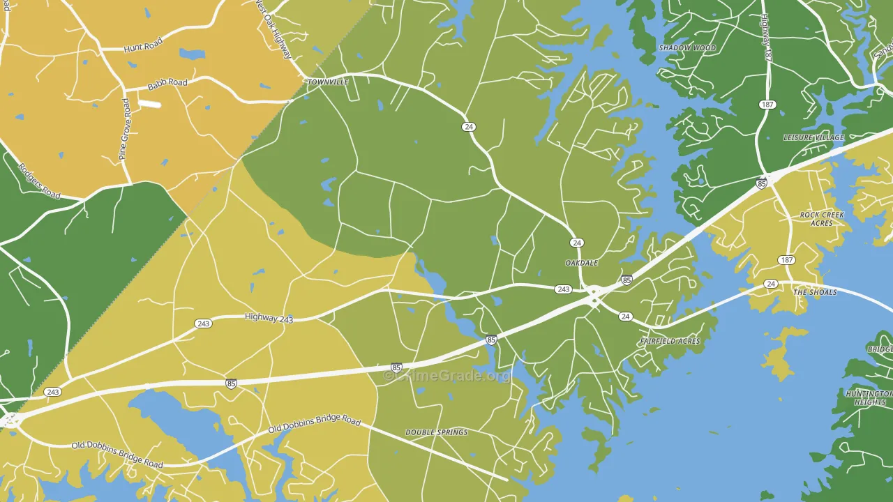 Townville, SC Map of Vandalism Rates