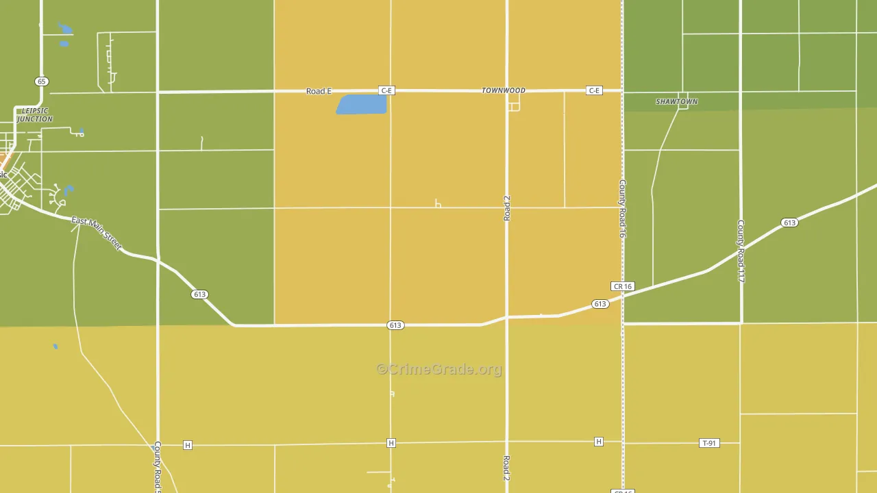 Townwood, OH Map of Vandalism Rates