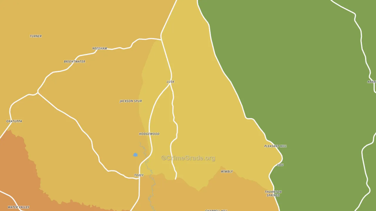 Toxey, AL Map of Vandalism Rates