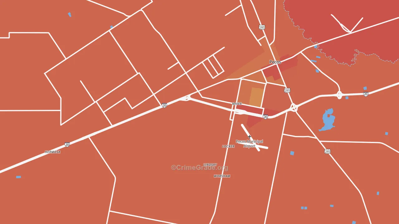 Toyahvale, TX Map of Vandalism Rates