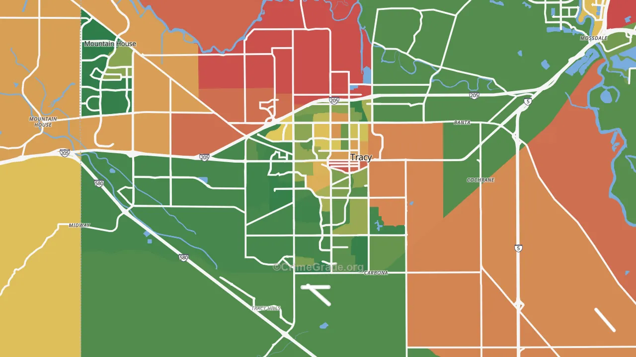 Tracy, CA Map of Vandalism Rates