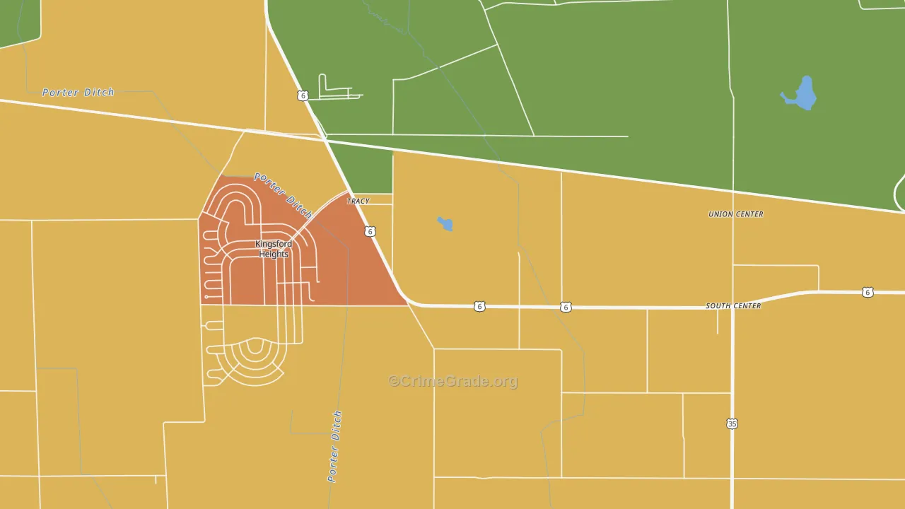 Tracy, IN Map of Vandalism Rates