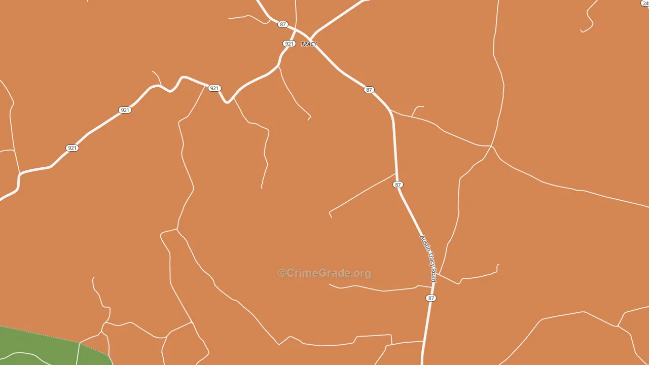 Tracy, KY Map of Vandalism Rates