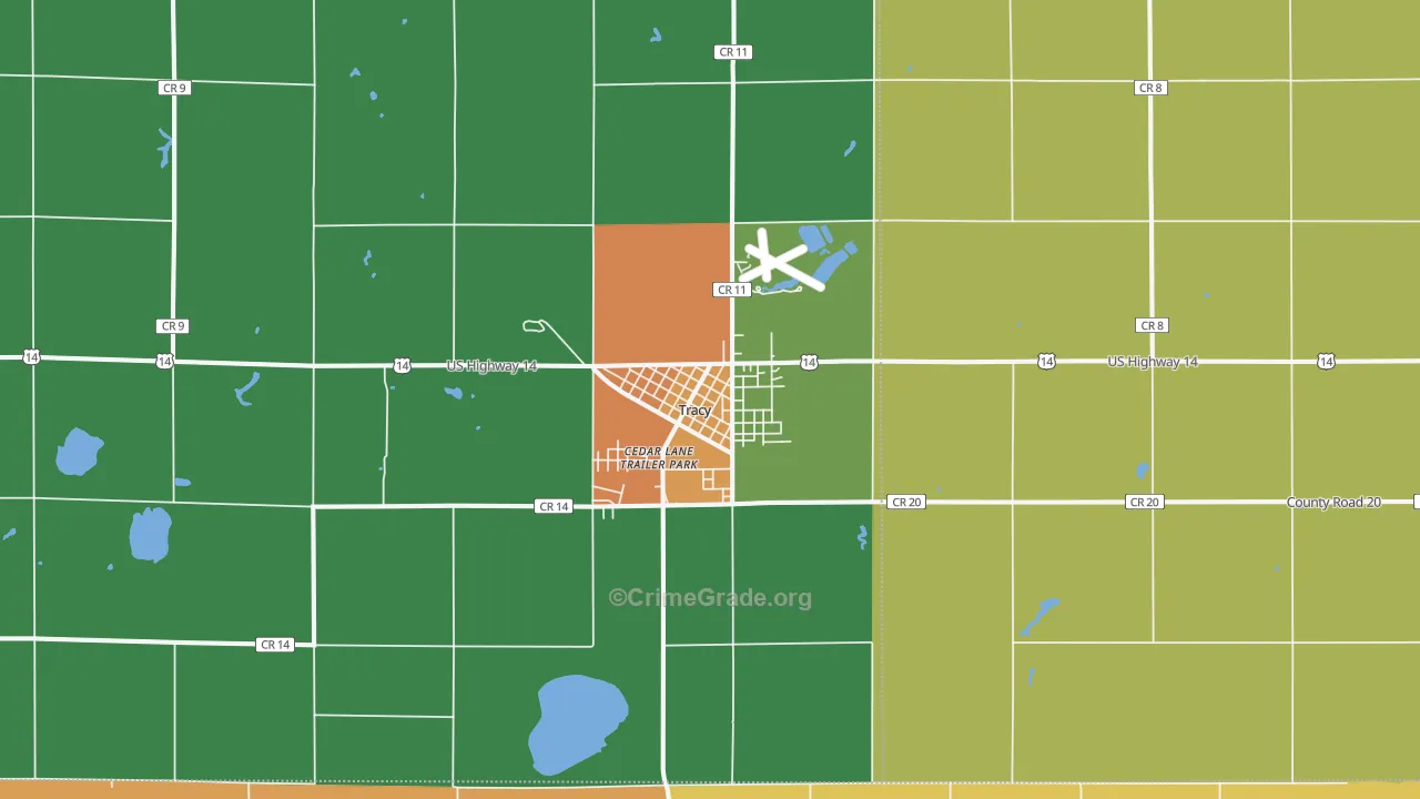 Tracy, MN Map of Vandalism Rates