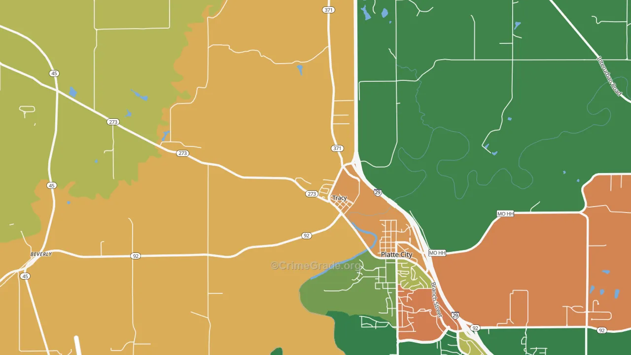 Tracy, MO Map of Vandalism Rates