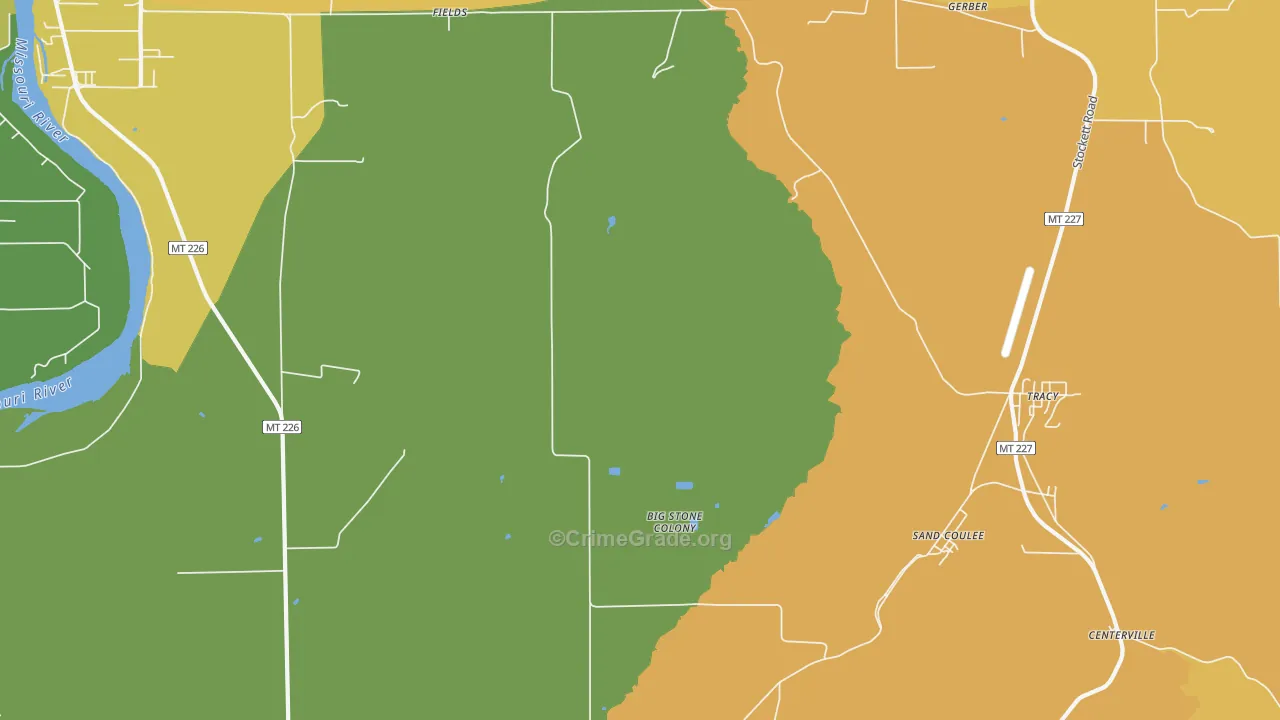 Tracy, MT Map of Vandalism Rates