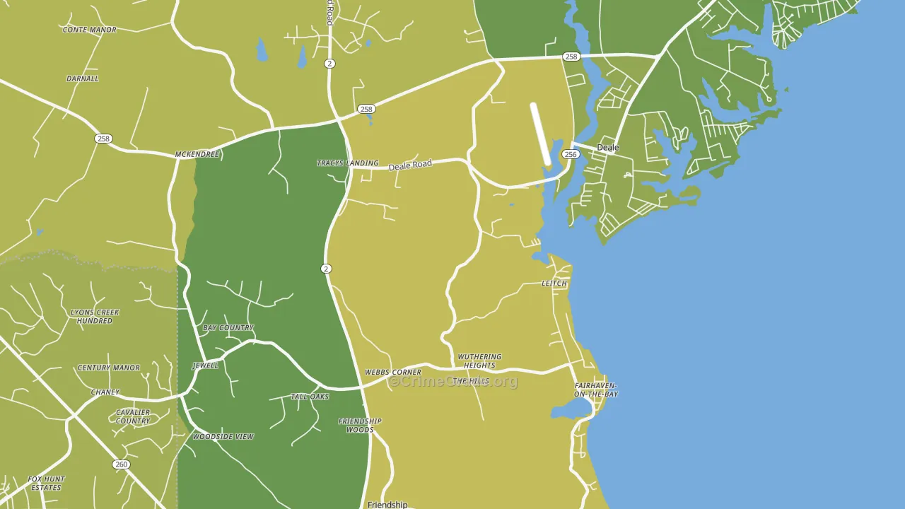 Tracys Landing, MD Map of Vandalism Rates