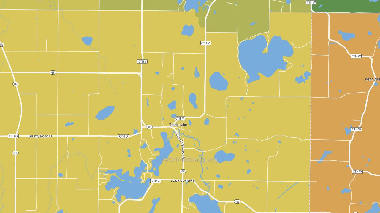 Trade Lake, WI Map of Vandalism Rates