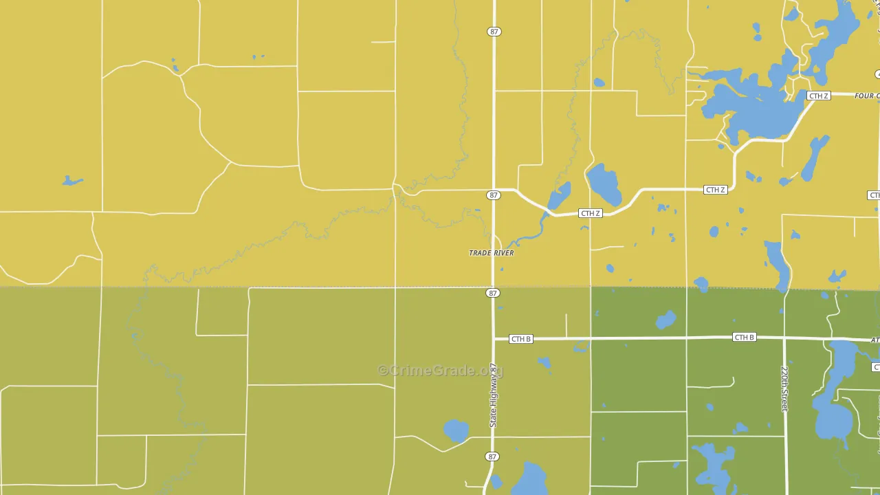 Trade River, WI Map of Vandalism Rates