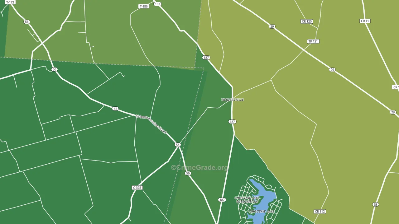Tradersville, OH Map of Vandalism Rates