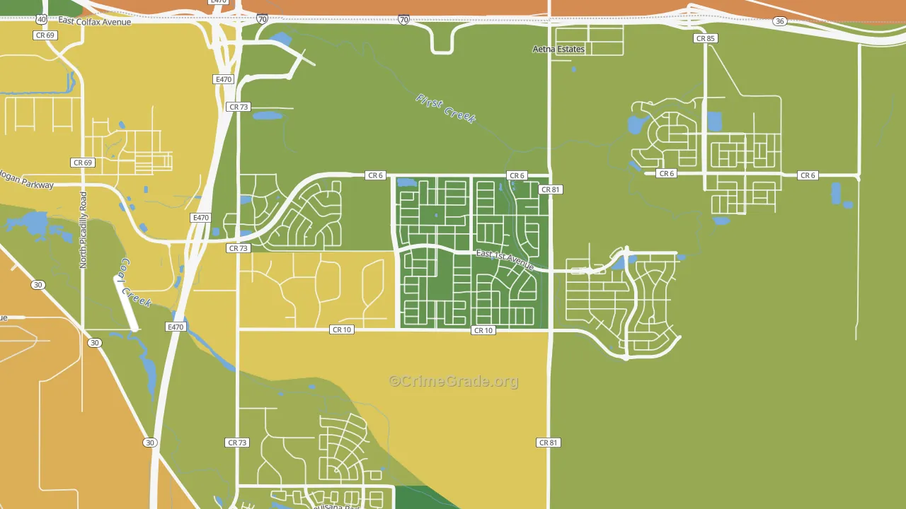 Traditions, Aurora, CO Map of Vandalism Rates