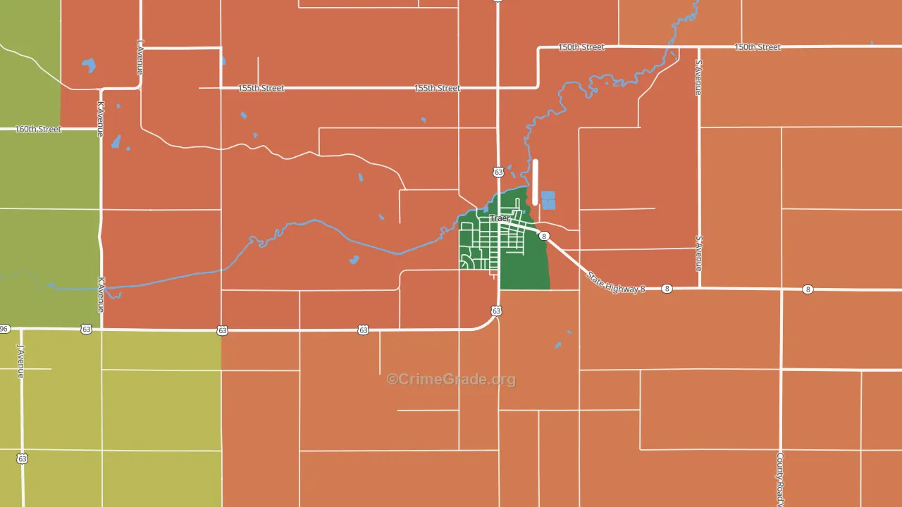 Traer, IA Map of Vandalism Rates