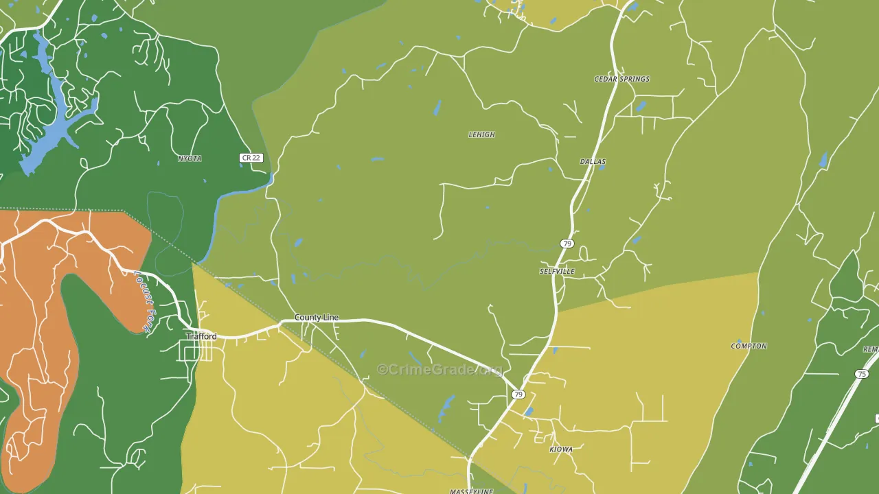 Trafford, AL Map of Vandalism Rates