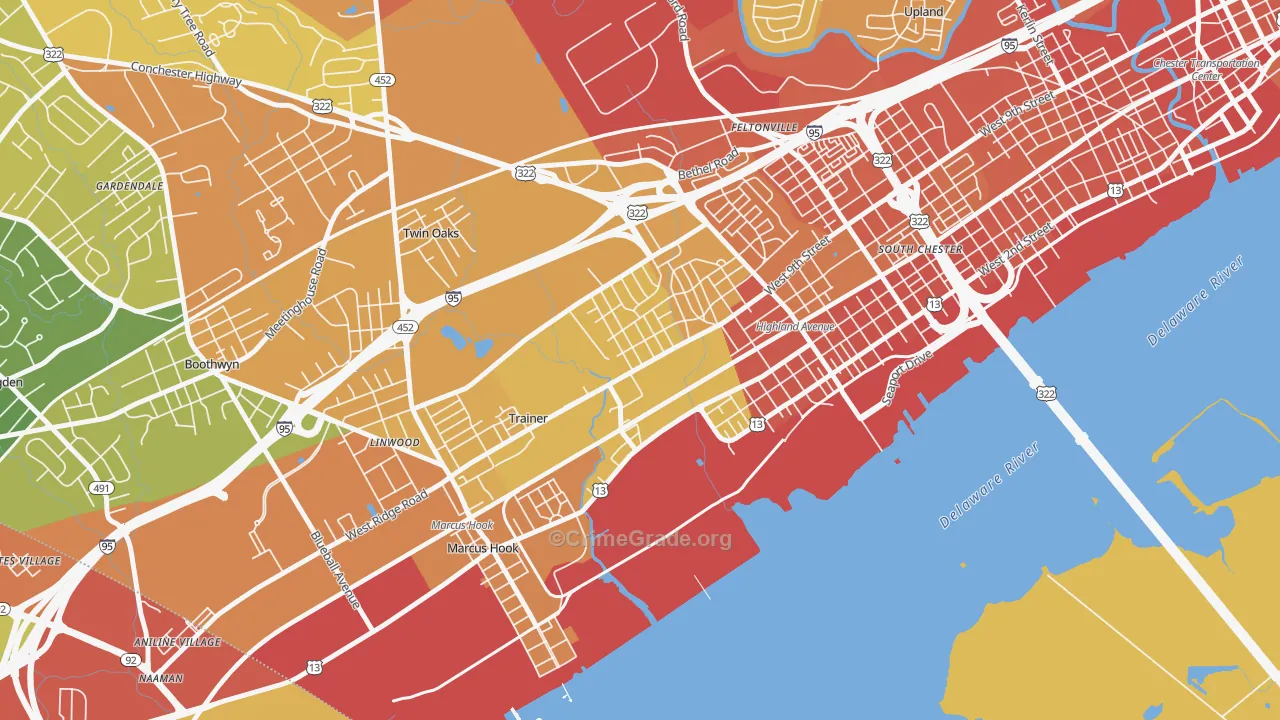 Trainer, PA Map of Vandalism Rates