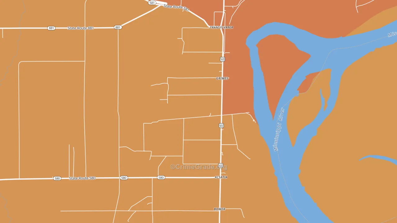 Transylvania, LA Map of Vandalism Rates