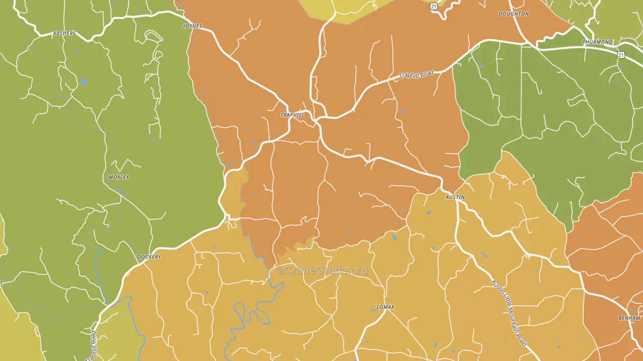 Traphill, NC Map of Vandalism Rates