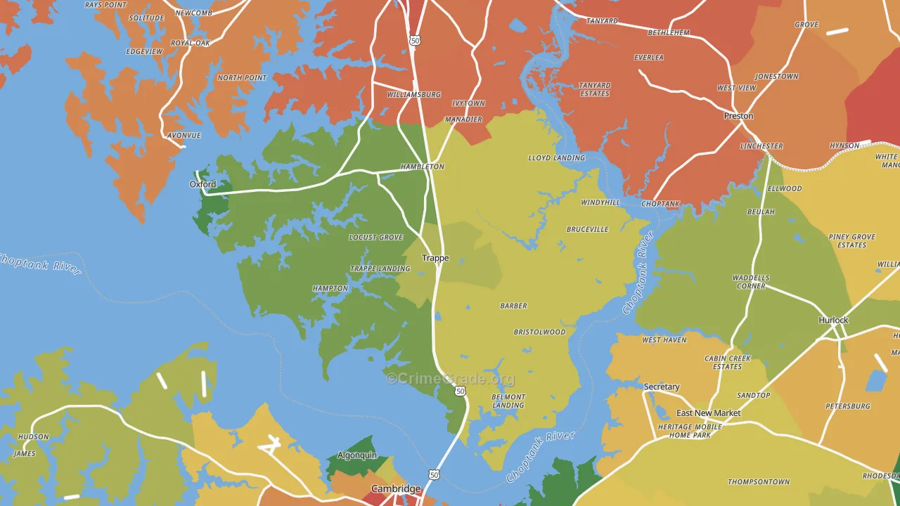 Trappe, MD Map of Vandalism Rates