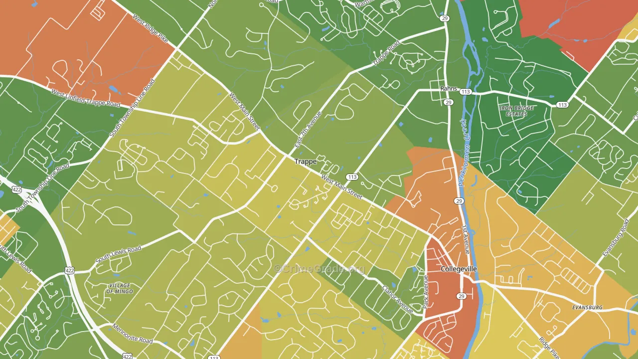 Trappe, PA Map of Vandalism Rates