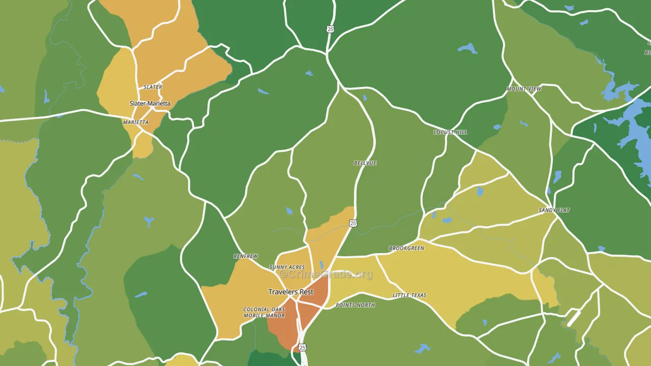 Travelers Rest, SC Map of Vandalism Rates