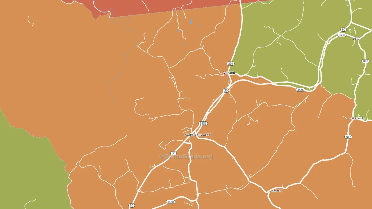 Travellers Rest, KY Map of Vandalism Rates
