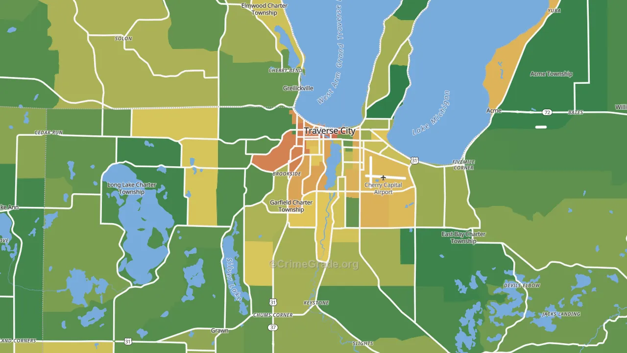 Traverse City, MI Map of Vandalism Rates