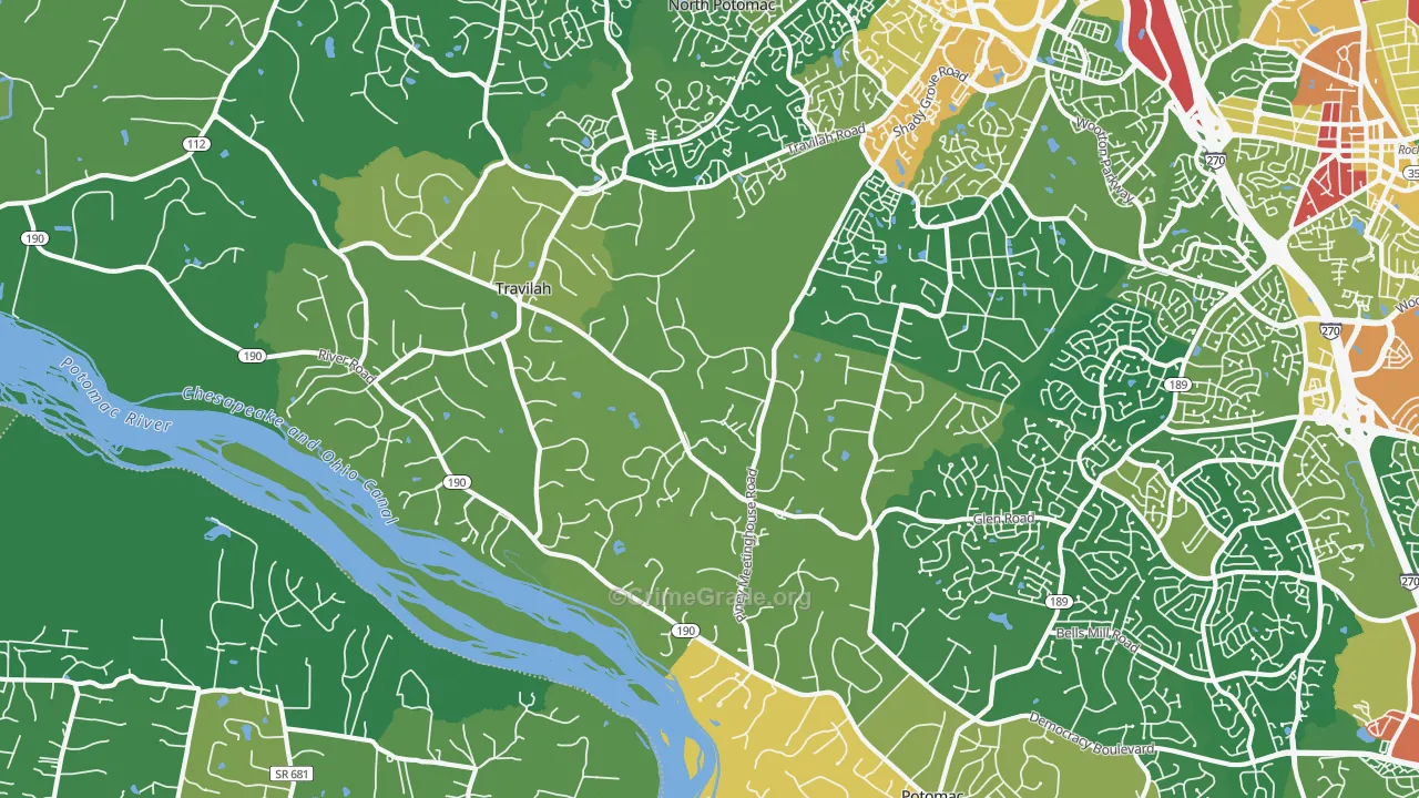 Travilah, MD Map of Vandalism Rates