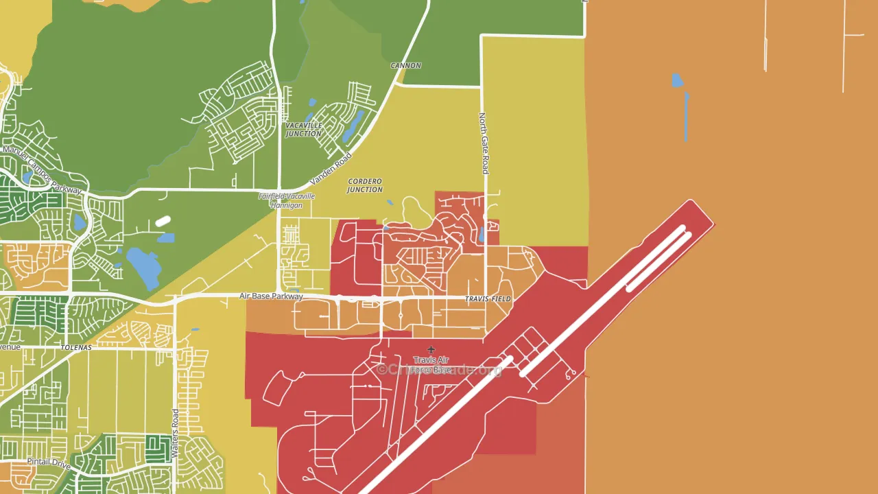 Travis Afb, CA Map of Vandalism Rates