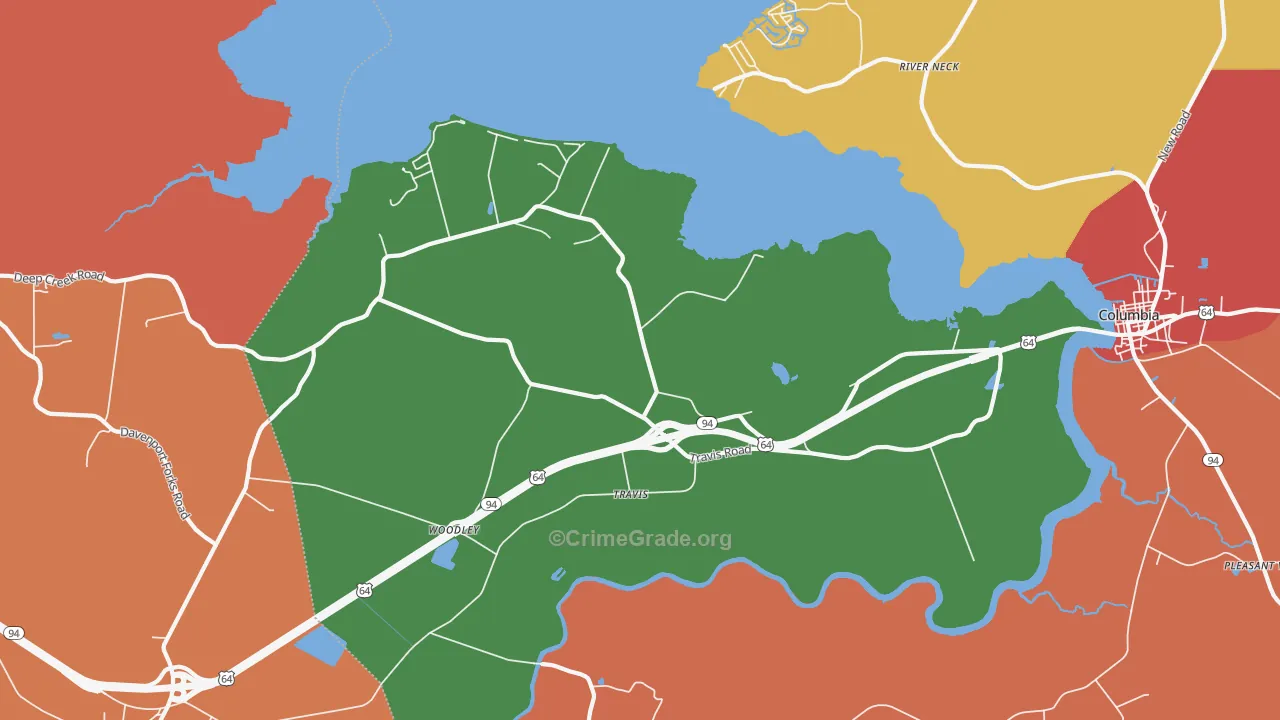 Travis, NC Map of Vandalism Rates