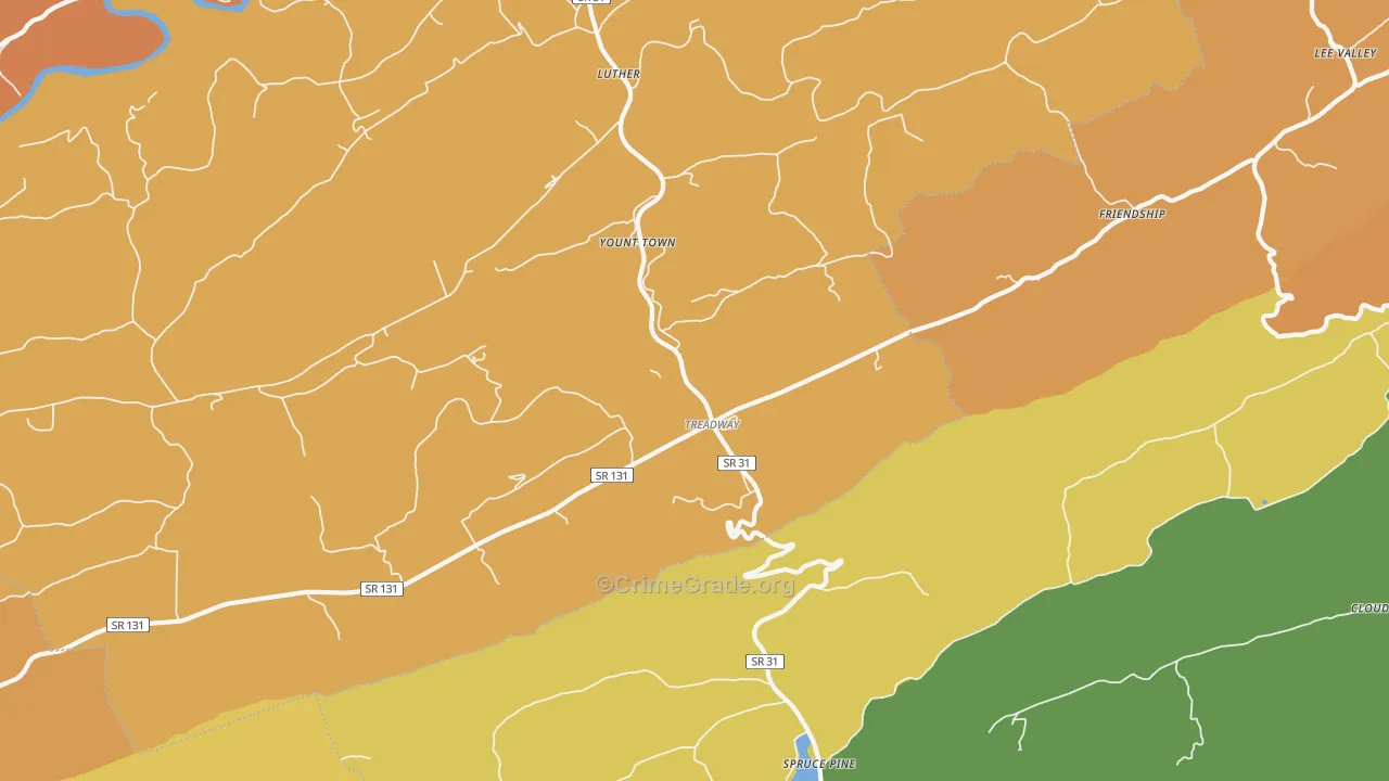 Treadway, TN Map of Vandalism Rates
