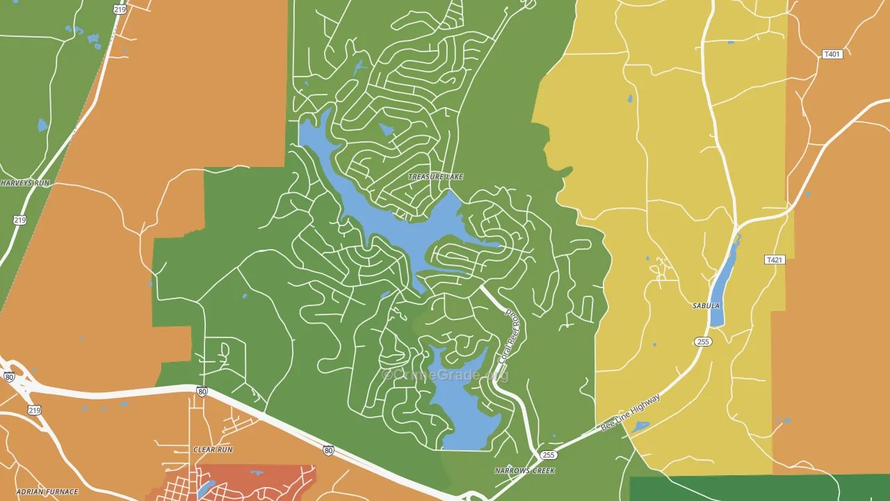 Treasure Lake, PA Map of Vandalism Rates