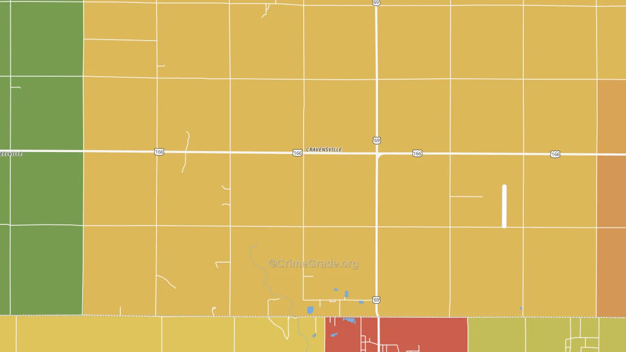 Treece, KS Map of Vandalism Rates
