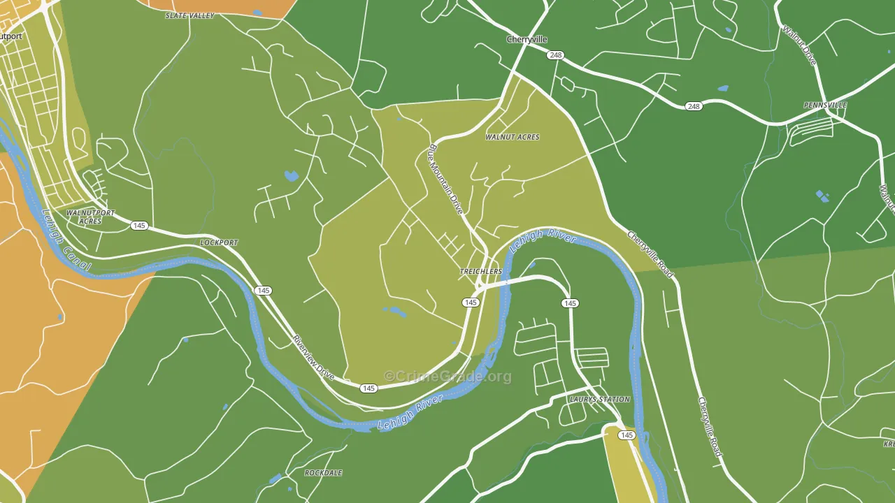 Treichlers, PA Map of Vandalism Rates