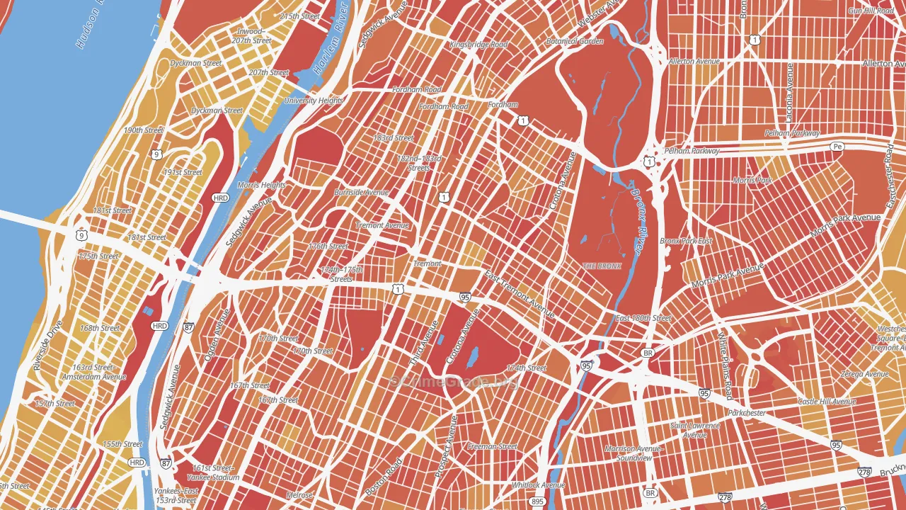 Tremont, Bronx, NY Map of Vandalism Rates