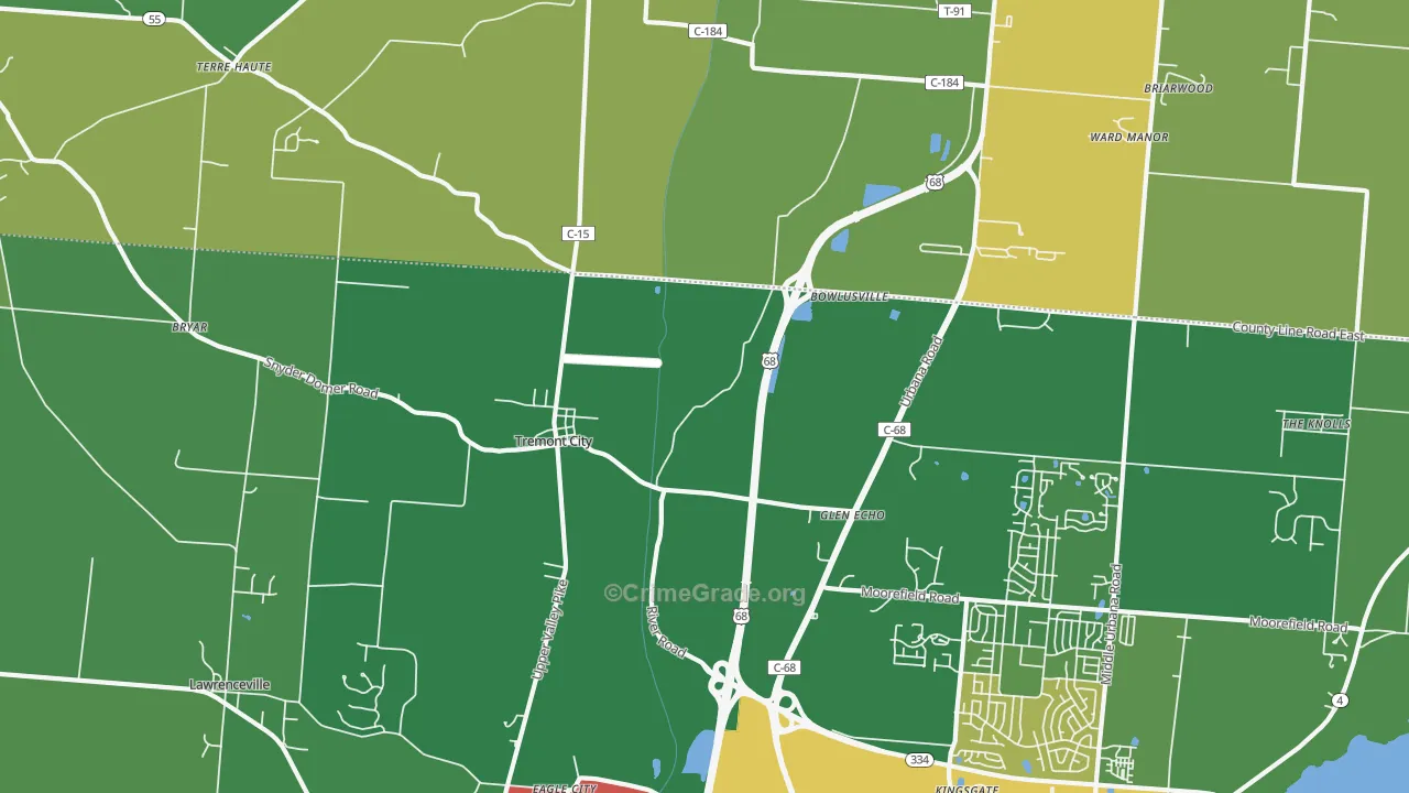 Tremont City, OH Map of Vandalism Rates