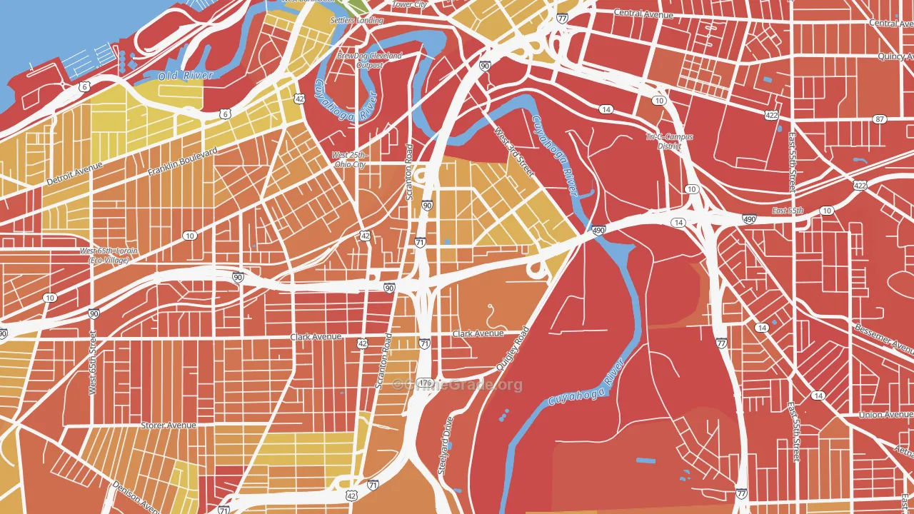 Tremont, Cleveland, OH Map of Vandalism Rates