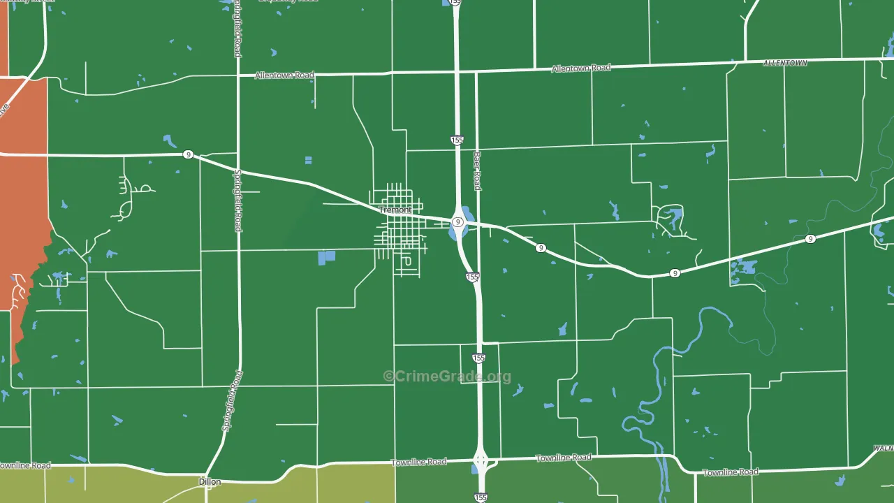 Tremont, IL Map of Vandalism Rates