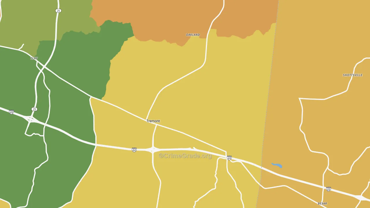 Tremont, MS Map of Vandalism Rates