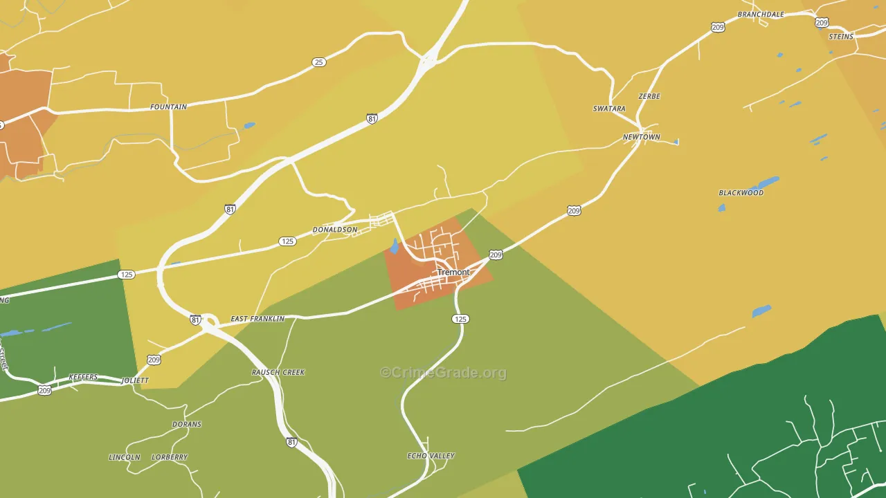 Tremont, PA Map of Vandalism Rates