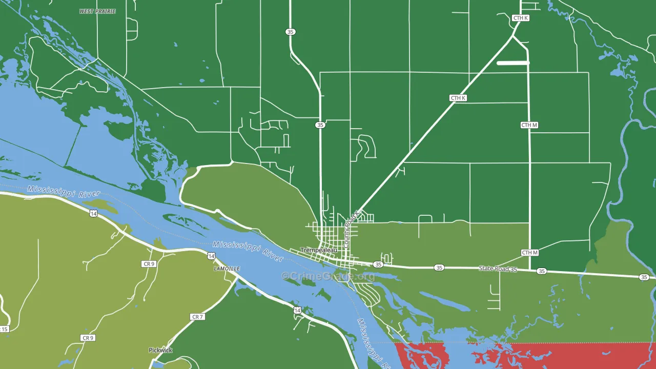 Trempealeau, WI Map of Vandalism Rates