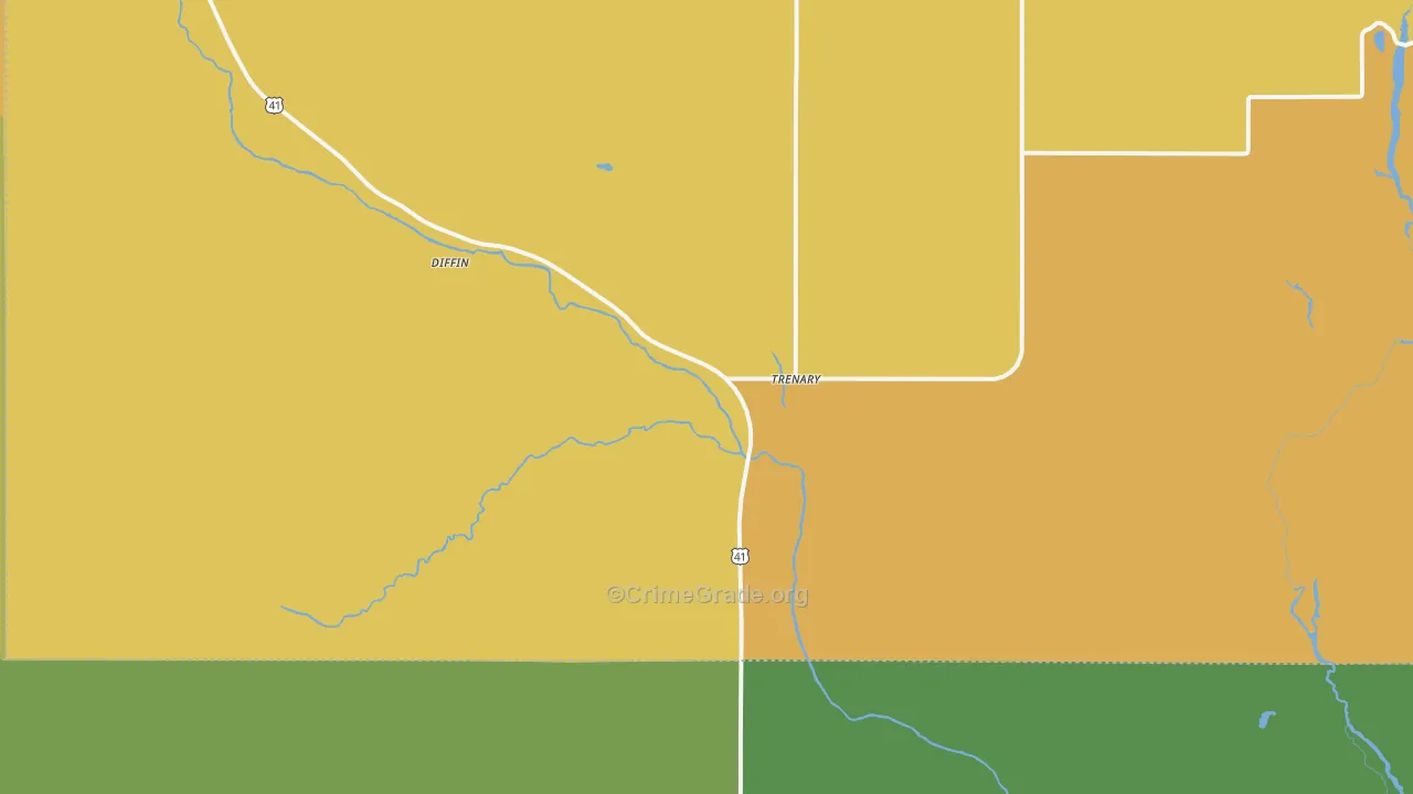Trenary, MI Map of Vandalism Rates
